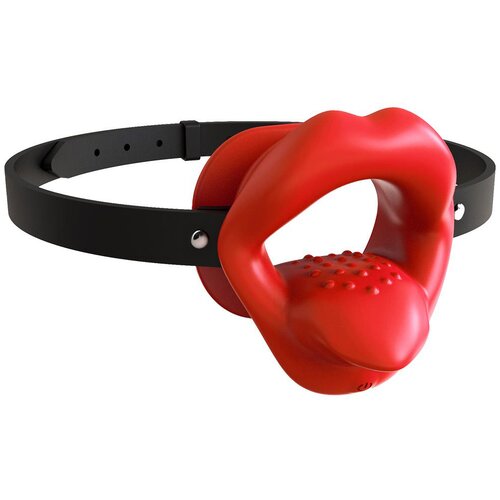 Kiotos Vibrating Mouth Gag Silicone Lips &amp;amp; Tongue Red Slike