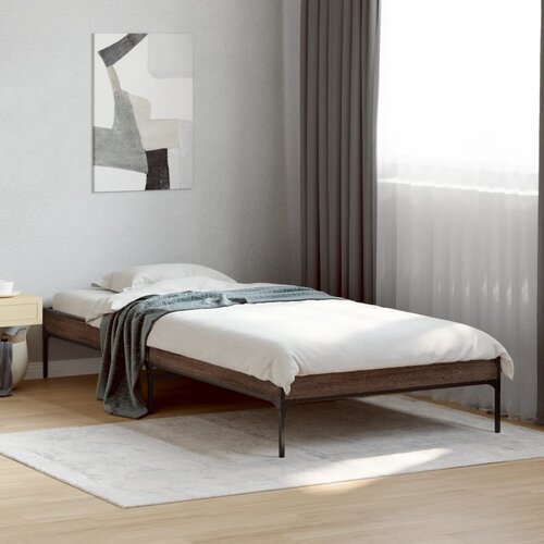 Furnova Posteljni okvir rjav hrast 100x200 cm inženirski les in kovina, (21940986) Slike