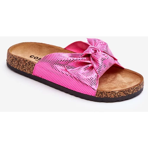 Kesi Lady's slippers with shiny bow Pink Cristina