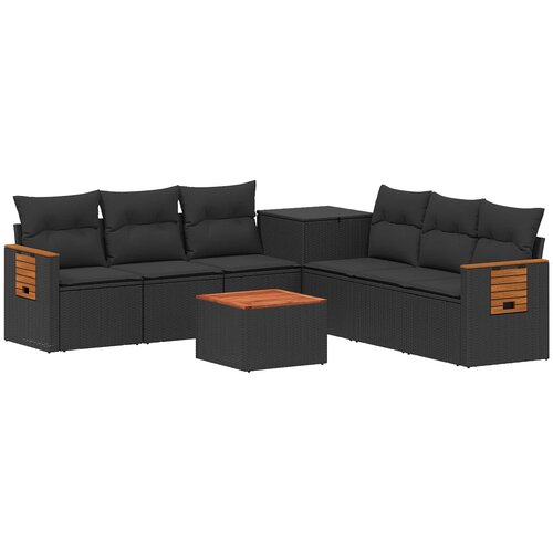 Set sofe 8 kom. Crna Poli Rattan i čelik Slike
