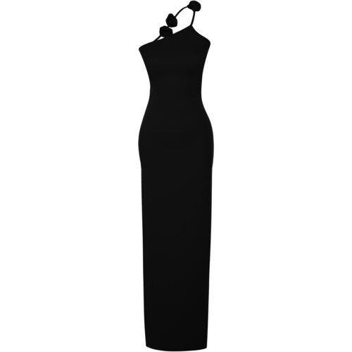 Trendyol limited edition black fitted evening long evening dress Slike