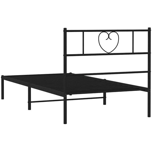  Metalni okvir za krevet s uzglavljem crni 100x190 cm Slike