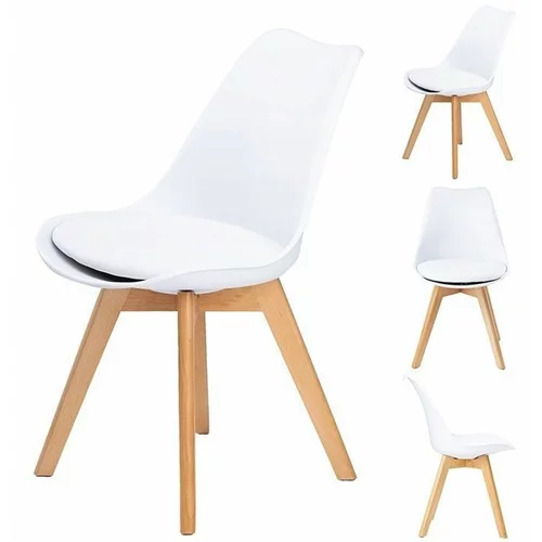 GOODHOME Blagovaonske stolice s eko jastučićima 4 kom - White