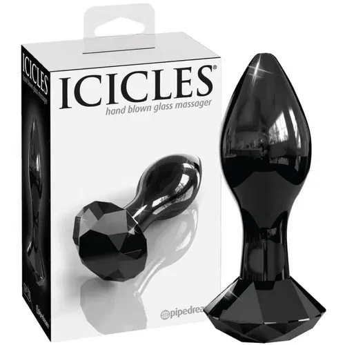 Icicles br. 78 - stožasti stakleni analni dildo (crni)