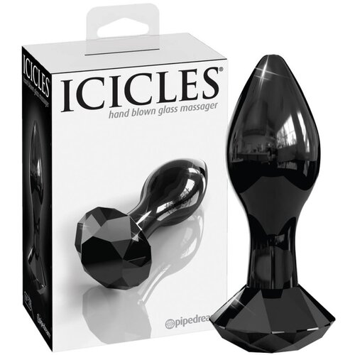 Icicles No. 78 - stožčasti stekleni analni dildo (črn) Slike