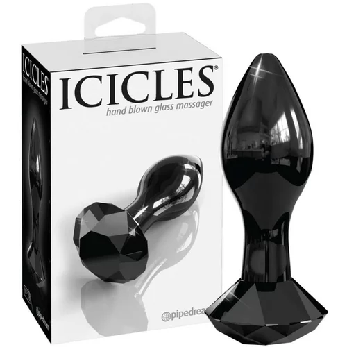Icicles No. 78 - stožčasti stekleni analni dildo (črn)