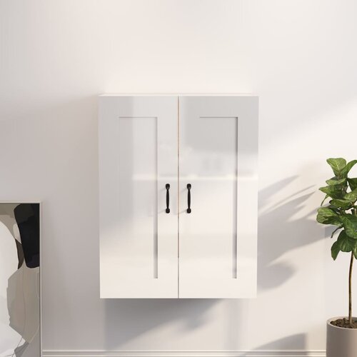 The Living Store Viseča stenska omarica visok sijaj bela 69,5x32,5x90 cm - Viseča Stenska Omarica, (21435101) Slike