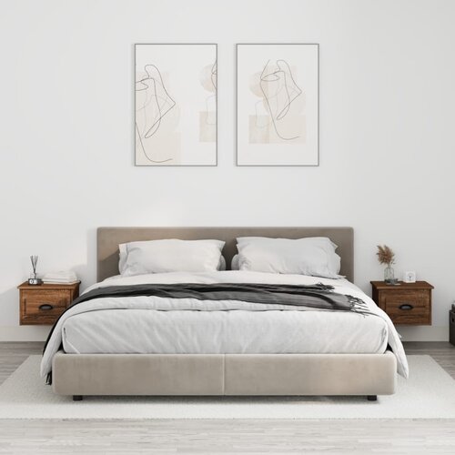 vidaXL Stenska nočna omarica 2 kosa rjavi hrast 41,5x36x28 cm Cene