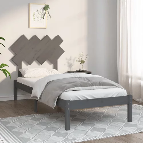 vidaXL Okvir za krevet sivi 90x200 cm od masivne borovine