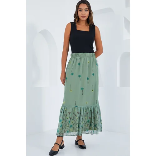 Bigdart Women's Çağla Patterned Chiffon Skirt 8010