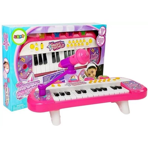 Lean Toys Klaviatura, klavir, 24 tipk, USB mikrofon, roza Slike