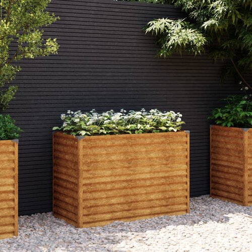 vidaXL Vrtna visoka greda 100x50x69 cm corten jeklo Cene