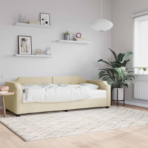  Dnevni krevet s madracem krem 80 x 200 cm od tkanine Cene