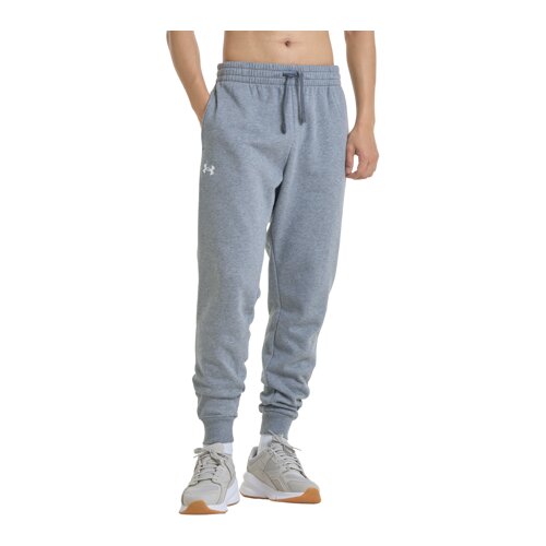 Under Armour UA Pants Rival Fleece, Castlerock Light Heather/White - XL, (21581763) Cene