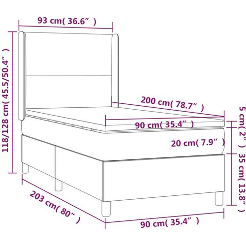 vidaXL Box spring krevet s madracem crni 90x200 cm baršunasti Cijene