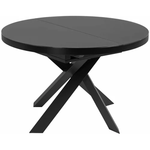 Kave Home Črna okrogla raztegljiva jedilna miza s stekleno mizno ploščo ø 160 cm Vashti –
