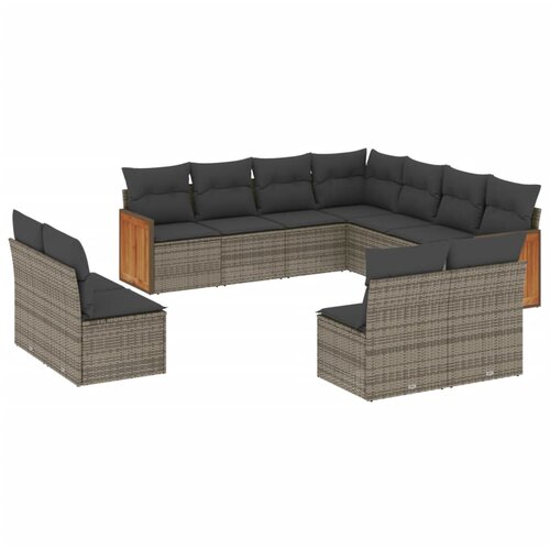 Maison Chic Seti vrtnega pohištva - Vrtna garnitura - Vrtni pohištvo set 11-delna z blazinami siv poli ratan, (21809822) Cene