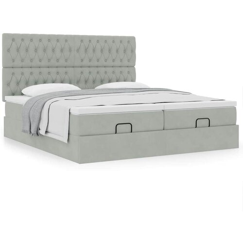 VidaXL Otomanski posteljni okvir z vzmetnicami siv 180x200cm žamet Slike