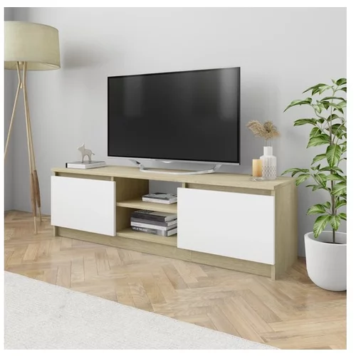  TV omarica bela in sonoma hrast 120x30x35,5 cm iverna plošča