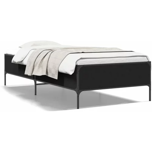  Okvir za krevet crni 75 x 190 cm od konstruirano drvo i metal