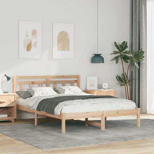 vidaXL Krevetna konstrukcija Smeđa 140 x 190 cm Masivna borovina Cene