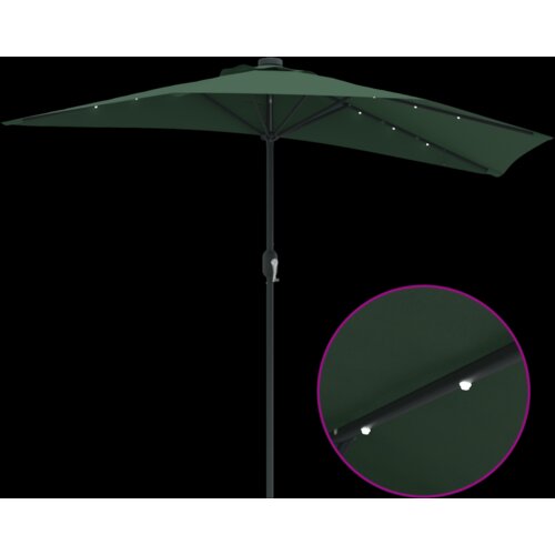  Vrtni suncobran Half s aluminijskim stubom Zeleni 294 cm Slike