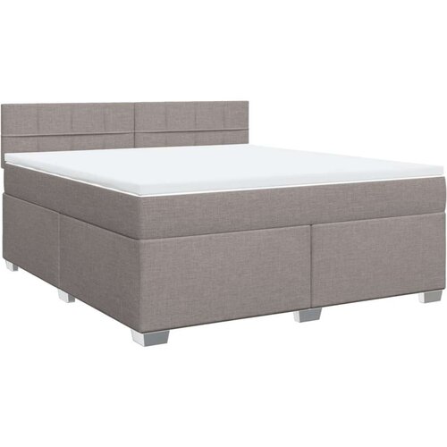VidaXL Krevet s oprugama i madracem smeđesivi 180x200 cm tkanina Slike