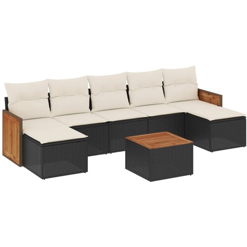  8-dijelni set vrtnih sofa od poliratana s jastucima crni Crna 59 x 62 x 69 cm Slike