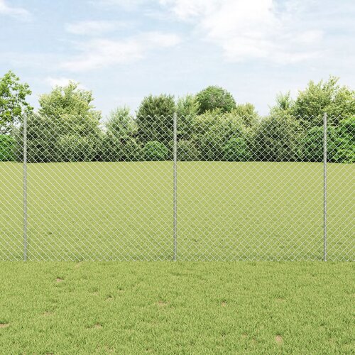 VidaXL Ograda od lančane veze s 20 U stupova srebrna 1,2x10 m čelik Slike