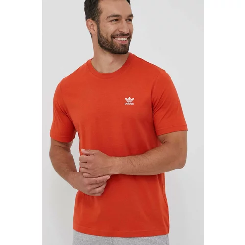 Adidas Bombažna kratka majica oranžna barva