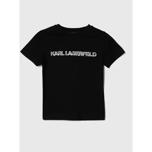 Karl Lagerfeld Dječja pamučna majica kratkih rukava boja: crna, s tiskom