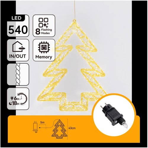 Aigostar LED Spolja&amp;scaron;nja božićna dekoracija 540xLED/6W/230V IP44 topla bela 45cm jelka Slike