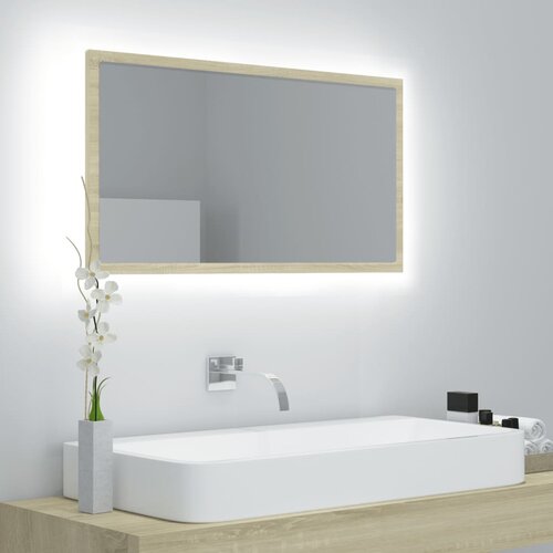 vidaXL LED kupaonsko ogledalo boja hrasta sonome 80 x 8,5 x 37 cm drvo Cijene
