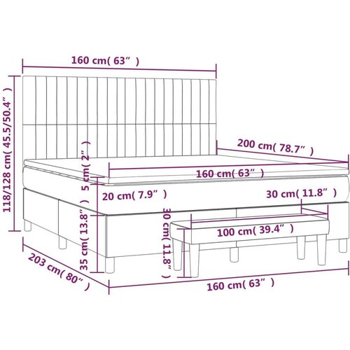 vidaXL Box spring postelja z vzmetnico krem 160x200 cm blago, (20894527) Cene