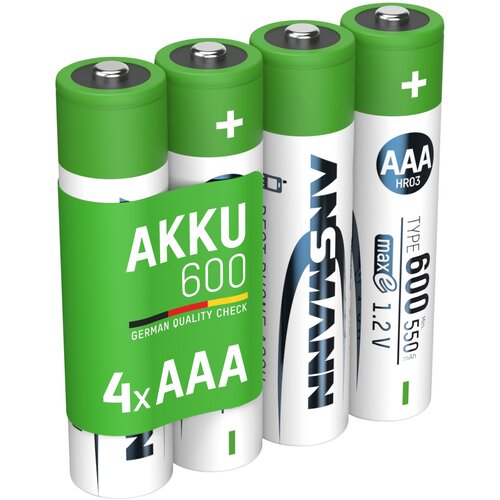 Ansmann 1x4 NiMH Akku Micro AAA Typ 600 min.550 mAh 1311-0022 Slike