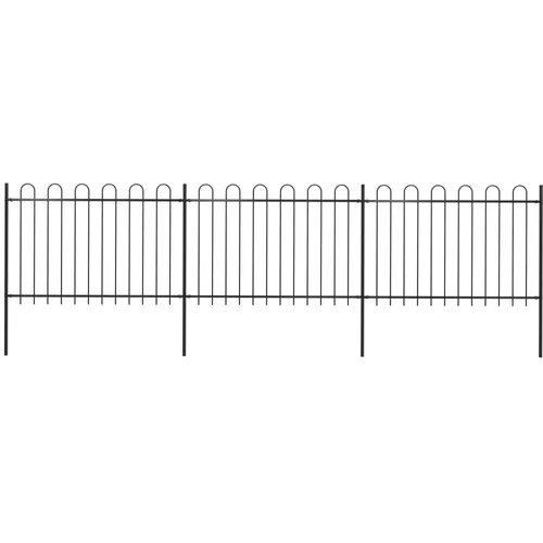 Vrtna ograda s ukrasnim lukovima čelična 5,1 x 1,2 m crna