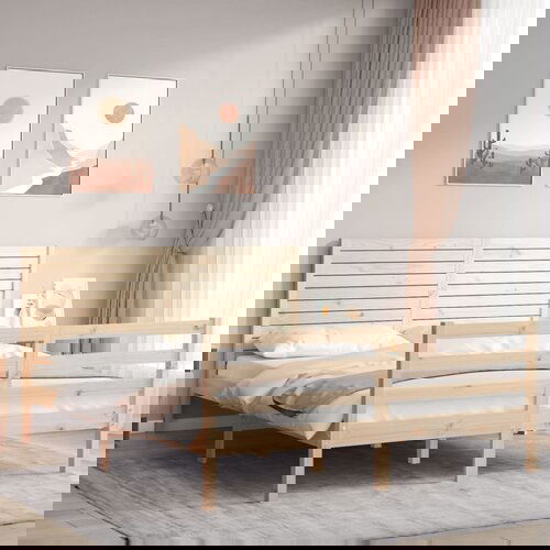 vidaXL Okvir kreveta s uzglavljem 160 x 200 cm od masivnog drva Cijene