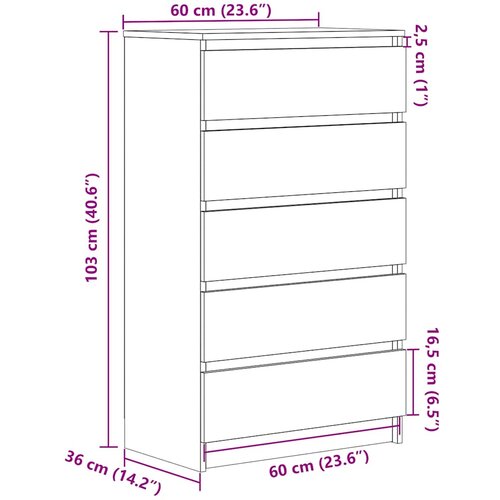  Ladičar siva boja betona 60 x 36 x 103 cm od konstruiranog drva Slike