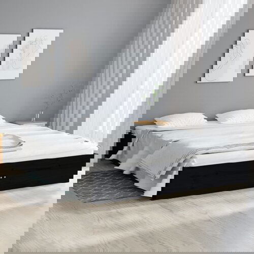 The Living Store Posteljni okvir črn iz trdnega lesa 120x190 cm - Posteljni Okvir, (21529958) Cene
