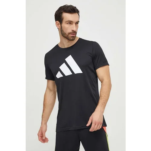 Adidas Majica kratkih rukava za trčanje Run It boja: crna, s tiskom
