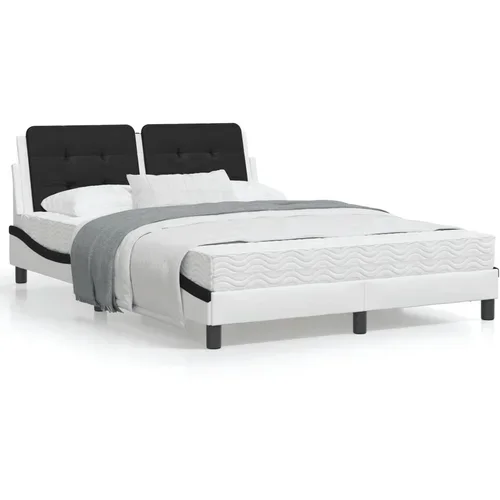  Okvir kreveta LED bijelo-crni 140 x 200 cm od umjetne kože