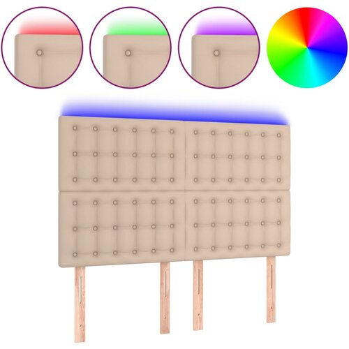 Maison Chic LED posteljno vzglavje - Vzglavna omarica kapučino 144x5x118/128 cm umetno usnje, (22077040) Cene