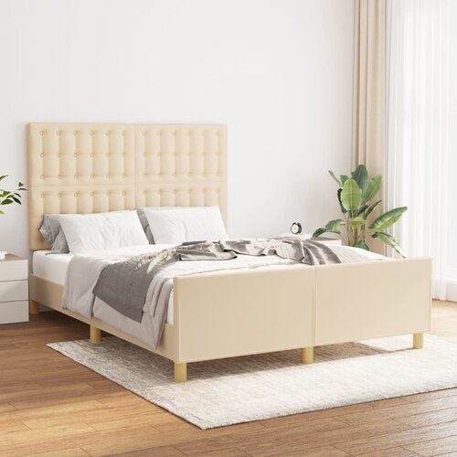  Okvir za krevet bez madraca krem 140 x 190 cm od tkanine Cijene