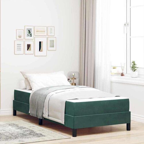  Postelja z vzmetnico z vzmetnico Temno zelena 80 x 220 cm blago, (5000125837) Cene