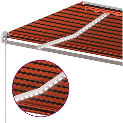  Tenda na ručno uvlačenje LED 400 x 300 cm narančasto-smeđa Slike