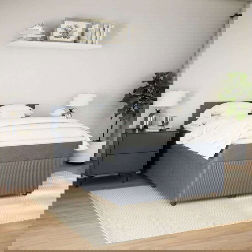 vidaXL Box spring postelja z vzmetnico temno siva 140x200 cm žamet, (21321130) Cene
