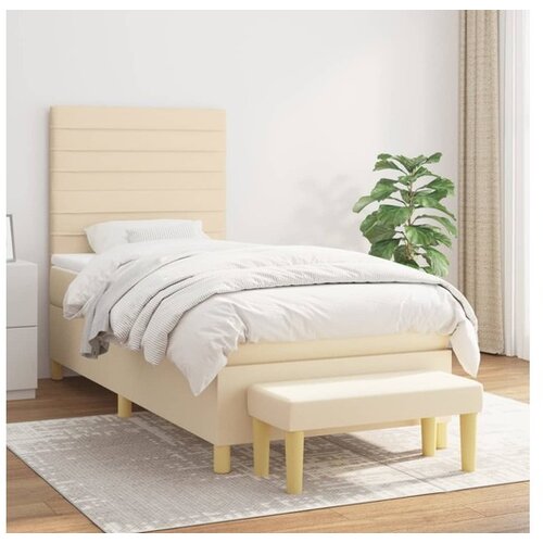  krevet s oprugama i madracem krem 90 x 190 cm od tkanine Cene