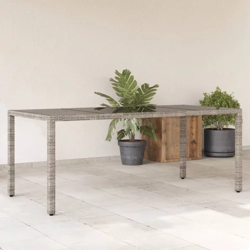 vidaXL Vrtni stol sa staklenom pločom sivi 190x90x75 cm od poliratana