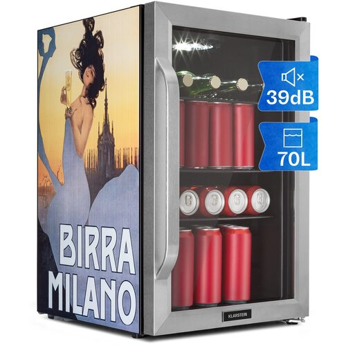Klarstein Beersafe 70, Birra Edition, hladilnik, 70 litrov, 3 police, panoramska steklena vrata, nerjaveče jeklo Cene