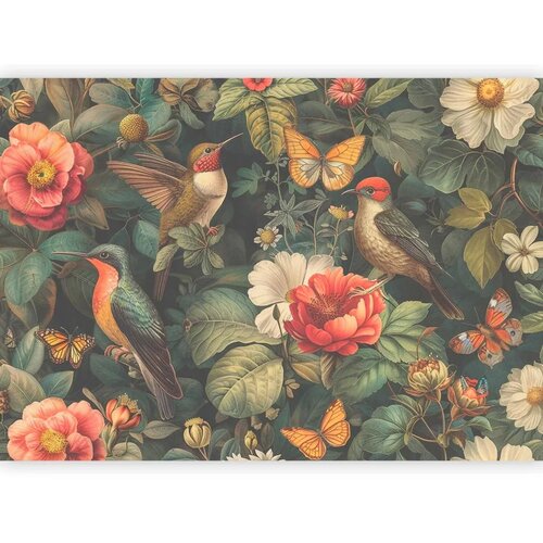  Foto tapeta - Flowers birds and butterflies – vintage-style illustration 450x315 Cene